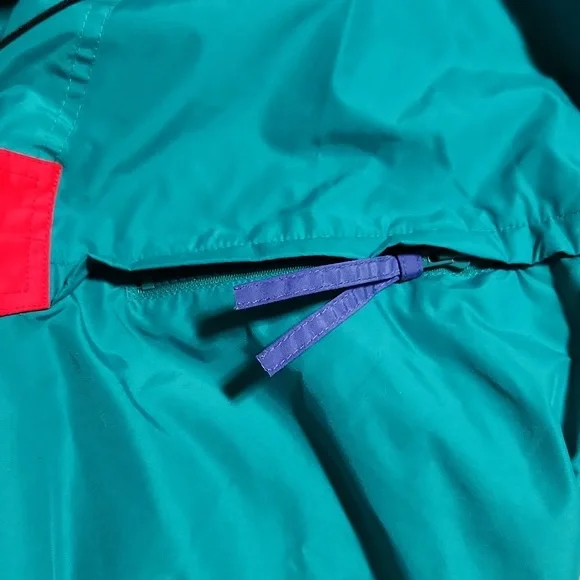 Vintage 90's Columbia Teal Anorak Retro Hideaway Hood Radial Sleeve Large - Picture 7 of 13